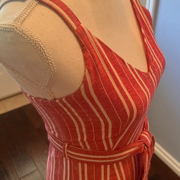 Ett:Twa Anthropologie Red  and White Striped Jumpsuit Size XS 100% Linen - Picture 9 of 11